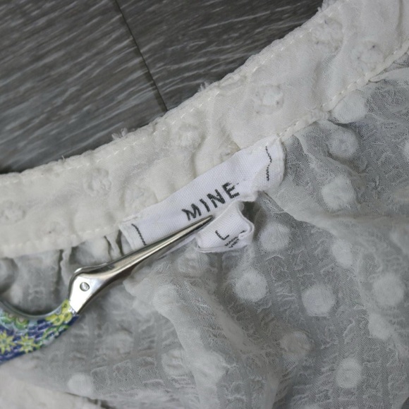 White sheer swiss dot peasant blouse - Picture 3 of 8